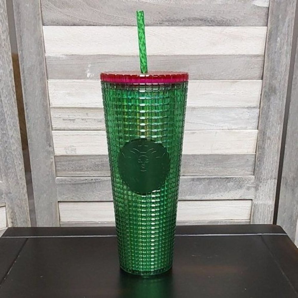 Spring 2023 Green and Pink Grid Cold Cup (24 oz) | Starbucks